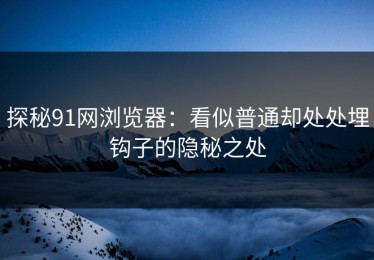 探秘91网浏览器：看似普通却处处埋钩子的隐秘之处