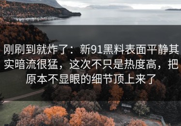 刚刷到就炸了：新91黑料表面平静其实暗流很猛，这次不只是热度高，把原本不显眼的细节顶上来了