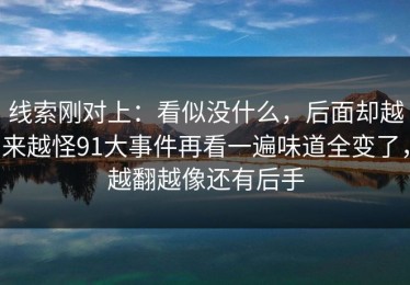 线索刚对上：看似没什么，后面却越来越怪91大事件再看一遍味道全变了，越翻越像还有后手