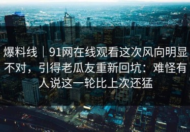 爆料线｜91网在线观看这次风向明显不对，引得老瓜友重新回坑：难怪有人说这一轮比上次还猛