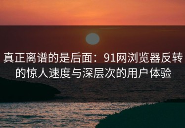 真正离谱的是后面：91网浏览器反转的惊人速度与深层次的用户体验