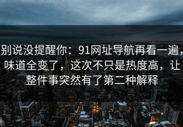别说没提醒你：91网址导航再看一遍，味道全变了，这次不只是热度高，让整件事突然有了第二种解释
