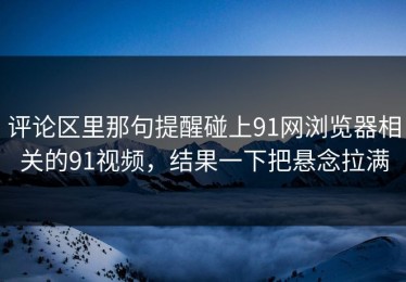 评论区里那句提醒碰上91网浏览器相关的91视频，结果一下把悬念拉满