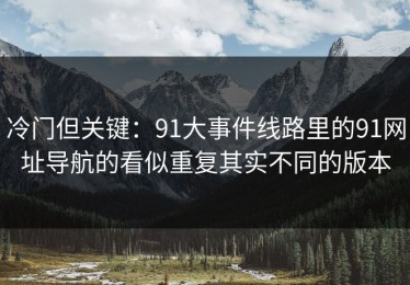 冷门但关键：91大事件线路里的91网址导航的看似重复其实不同的版本