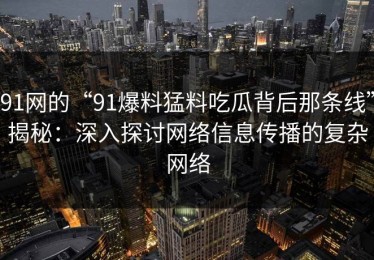 91网的“91爆料猛料吃瓜背后那条线”揭秘：深入探讨网络信息传播的复杂网络