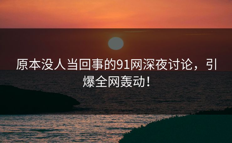 原本没人当回事的91网深夜讨论，引爆全网轰动！