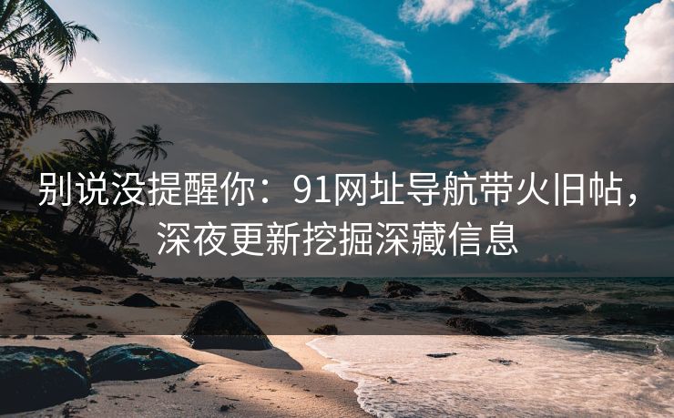 别说没提醒你：91网址导航带火旧帖，深夜更新挖掘深藏信息