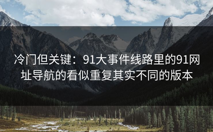 冷门但关键：91大事件线路里的91网址导航的看似重复其实不同的版本
