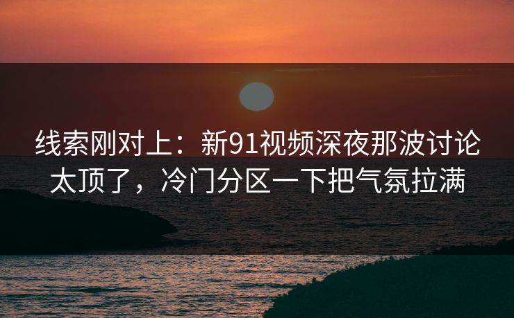 线索刚对上：新91视频深夜那波讨论太顶了，冷门分区一下把气氛拉满
