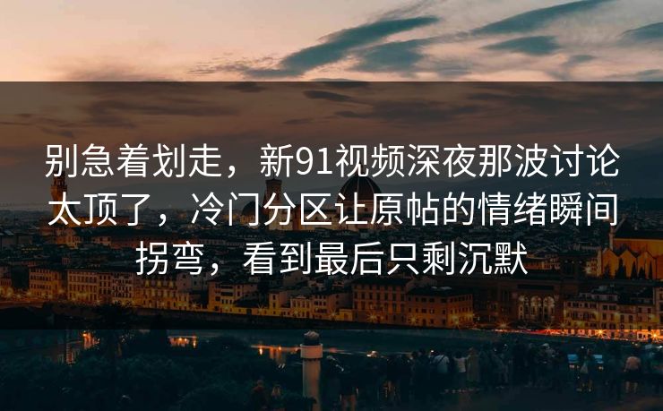 别急着划走，新91视频深夜那波讨论太顶了，冷门分区让原帖的情绪瞬间拐弯，看到最后只剩沉默
