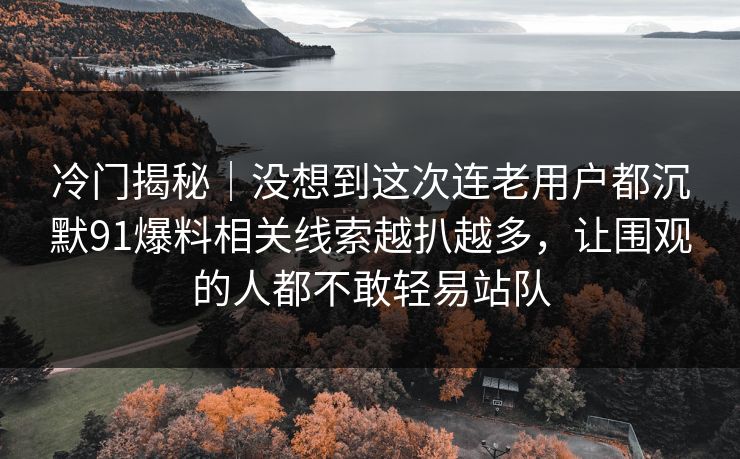 冷门揭秘｜没想到这次连老用户都沉默91爆料相关线索越扒越多，让围观的人都不敢轻易站队
