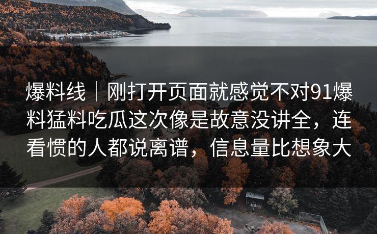 爆料线｜刚打开页面就感觉不对91爆料猛料吃瓜这次像是故意没讲全，连看惯的人都说离谱，信息量比想象大