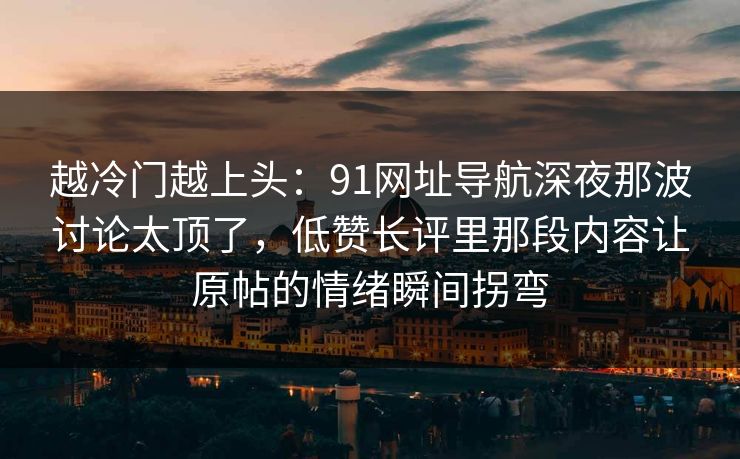 越冷门越上头：91网址导航深夜那波讨论太顶了，低赞长评里那段内容让原帖的情绪瞬间拐弯