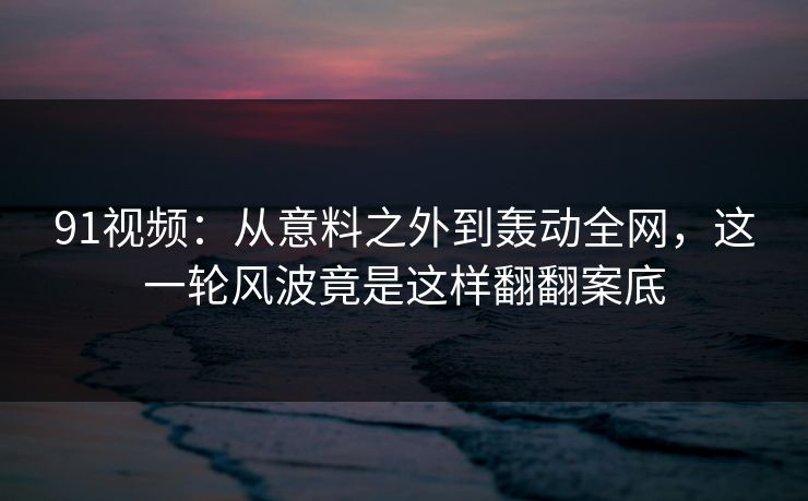 91视频：从意料之外到轰动全网，这一轮风波竟是这样翻翻案底