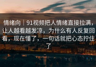 情绪向｜91视频把人情绪直接拉满，让人越看越发凉，为什么有人反复回看，现在懂了，一句话就把心态拧住了