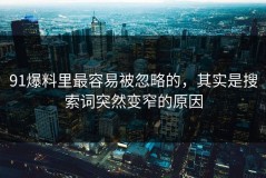 91爆料里最容易被忽略的，其实是搜索词突然变窄的原因
