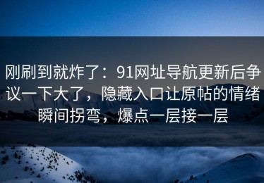 刚刷到就炸了：91网址导航更新后争议一下大了，隐藏入口让原帖的情绪瞬间拐弯，爆点一层接一层