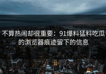 不算热闹却很重要：91爆料猛料吃瓜的浏览器痕迹留下的信息
