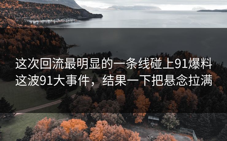 这次回流最明显的一条线碰上91爆料这波91大事件，结果一下把悬念拉满